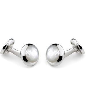 Deakin & Francis Sterling And Mother-Of-Pearl Oval Cufflinks - White