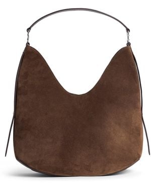 Harrods Medium Suede Penny Shoulder Bag - Brown
