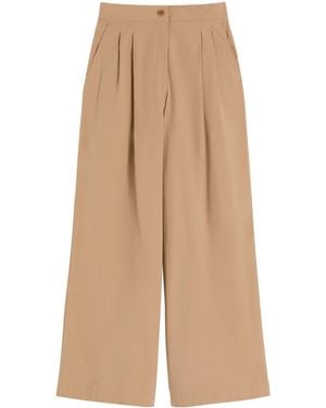 Weekend by Maxmara Cotton Wide-Leg Trousers - Natural