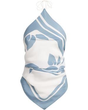 SIR. Silk Halterneck Lilou Scarf Top - Blue