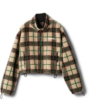 Miu Miu Check Teddy Fleece Jacket - Green