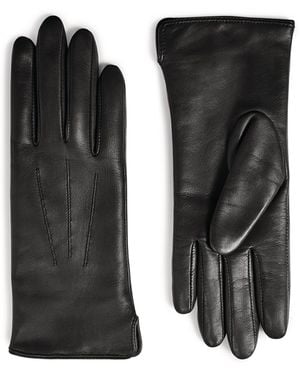 Aspinal of London Cashmere-Wool-Lined Leather Gloves - Black