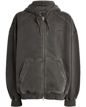 Juun.J Cotton Oversized Double-Layer Zip-Up Hoodie - Grey