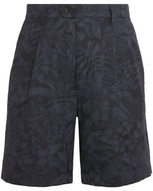 Eleventy X Harrods Linen Printed Bermuda Shorts - Blue