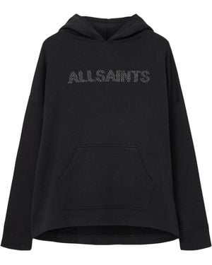 AllSaints Organic Cotton Pin-Detail Etienne Hoodie - Black