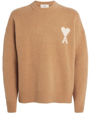 Ami Paris Cotton Ami De Coeur Sweatshirt - Brown