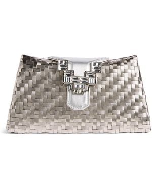 Rodo Woven Embellished Clutch Bag - Grey