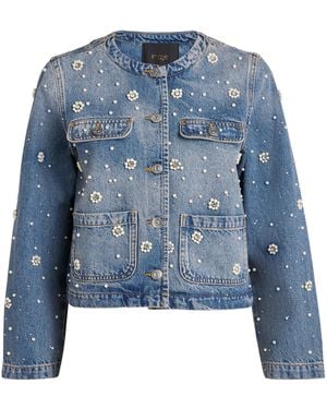 Maje Denim Embellished Jacket - Blue