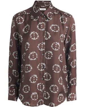 Sandro Silk Floral Shirt - Brown
