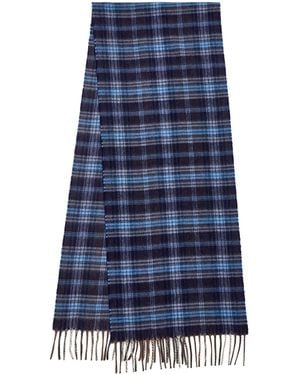 Harrods Cashmere Tartan Scarf - Blue