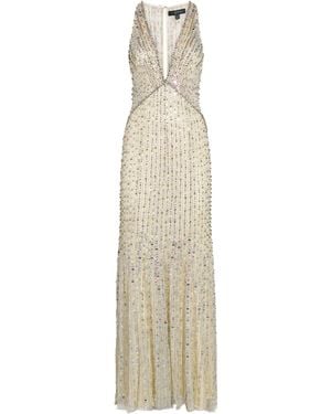Jenny Packham Embellished Atlas Gown - Natural