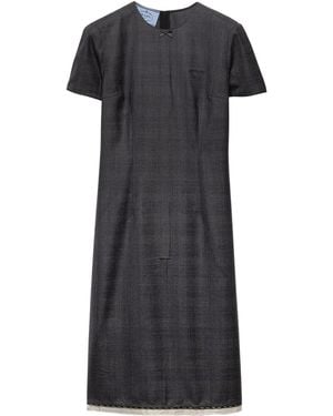 Prada Wool Check Midi Dress - Black