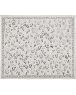 McQueen Silk Painted Skull Scarf - Metallic