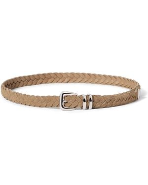 Brunello Cucinelli Leather Braided Belt - Natural