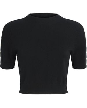 Sandro Wool-Cashmere Cropped Sweater - Black
