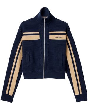 Miu Miu Crochet Zip-Up Cardigan - Blue