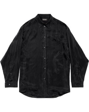 Balenciaga Cupro Stripe Fluid Shirt - Blue