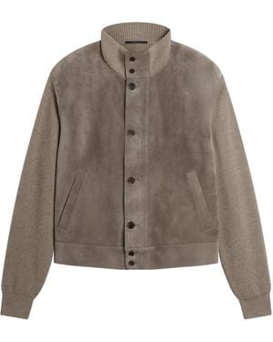 dunhill Cashmere-Leather Bomber Jacket - Brown