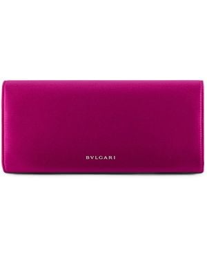 BVLGARI Satin Tubogas Evening Clutch Bag - Purple