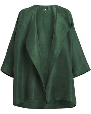 Eskandar Silk Wide A-Line Jacket - Green