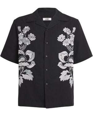 Commas Peonies Embroidered Short-Sleeve Shirt - Black
