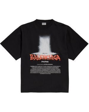 Balenciaga Cotton Printed T-Shirt - Black