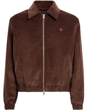 Ami Paris Corduroy Ami De Coeur Bomber Jacket - Brown