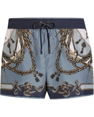 Dolce & Gabbana Printed Swim Shorts - Blue