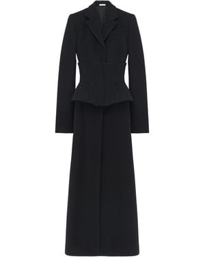 McQueen Wool-Cashmere Corset Coat - Black