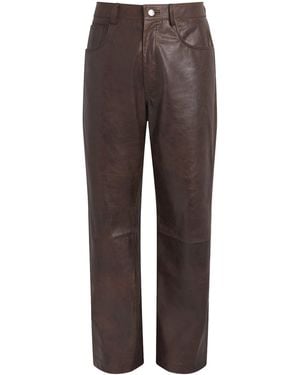 sunflower Leather Wide Twist Trousers - Brown