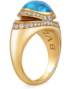 BVLGARI Diamond And Topaz Cabochon Ring - Metallic