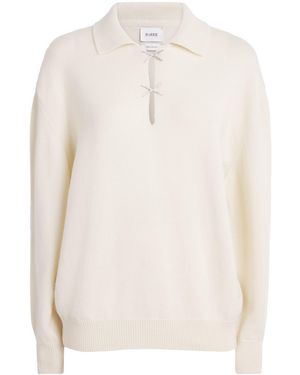 Barrie Cashmere Sparkling-Bow Polo Sweater - White