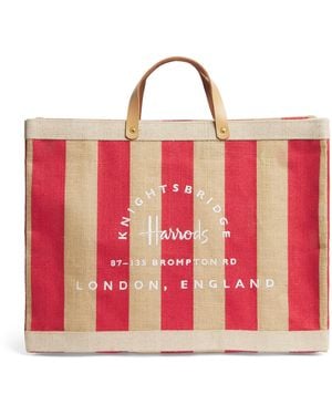 Harrods Large Canvas Stripe Knightsbridge Shopper Bag - Pink