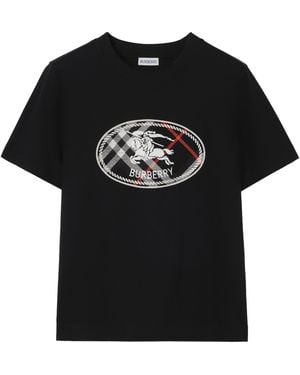 Burberry Cotton Check Ekd T-Shirt - Black
