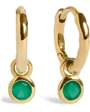 Monica Vinader Vermeil And Onyx May Birthstone Huggie Earrings - Green