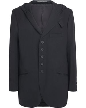 Yohji Yamamoto Wool Hooded Blazer - Blue