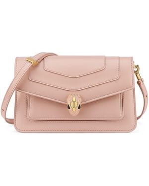 BVLGARI Small Calf Leather Serpenti Forever East-West Shoulder Bag - Pink