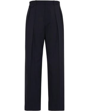 The Row Marcello Wool Straight Pants - Blue