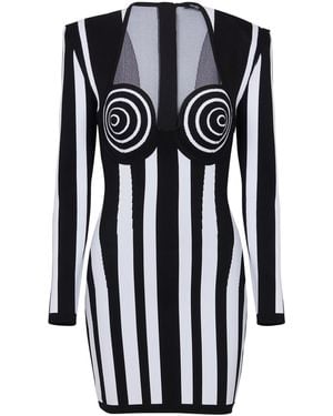 Balmain Striped Mini Dress - Black