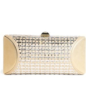 Rodo Satin Embellished Tube Plus Clutch Bag - Natural