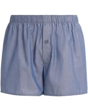 Hanro Cotton Woven Boxer Shorts - Blue