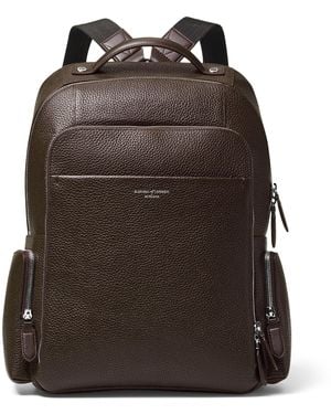 Aspinal of London Pebbled Leather Reporter Zipped Backpack - Brown