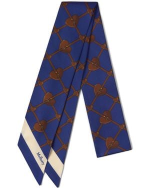 Mulberry Heart Pocket Skinny Scarf - Blue