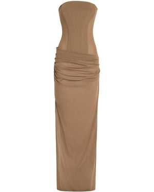 Alex Perry Mesh Corset Maxi Dress - Natural