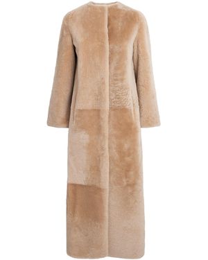 Yves Salomon Shearling Reversible Long Coat - Natural