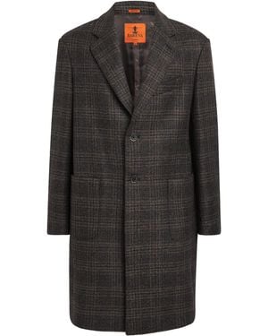 Barena Wool Check Baron Overcoat - Black