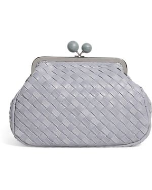 Weekend by Maxmara Medium Woven Leather Pasticcino Clutch Bag - Grey