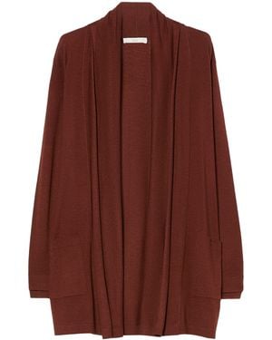 Marina Rinaldi Wool-Silk Waterfall Cardigan - Brown