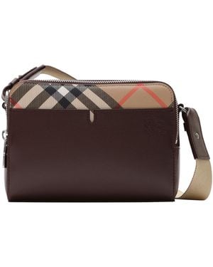 Burberry Leather Check Pop Cross-Body Bag - Brown