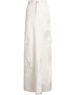Ralph Lauren Denim Patchwork Maxi Skirt - White